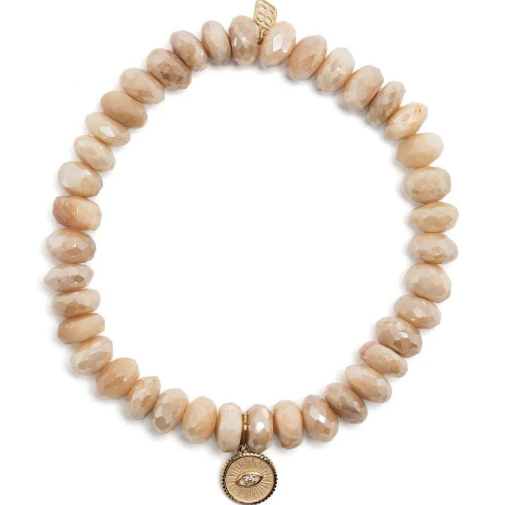 Beaded bracelet with round coin charm