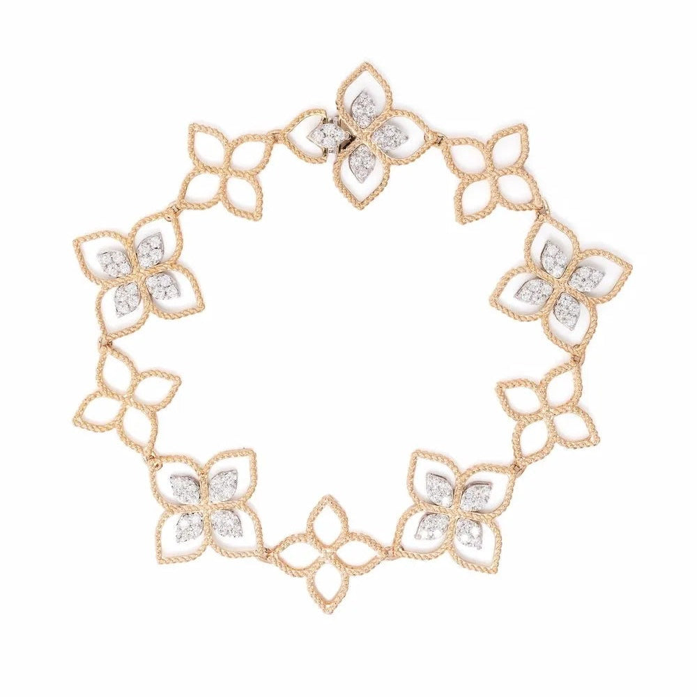 Crystal embellished openwork floral bracelet