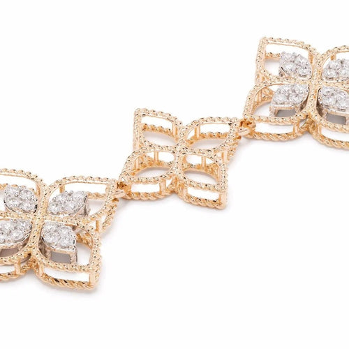 Crystal embellished openwork floral bracelet
