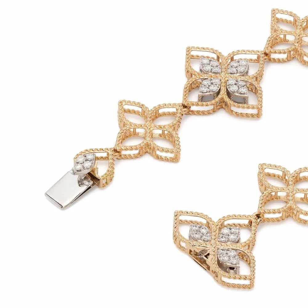 Crystal embellished openwork floral bracelet