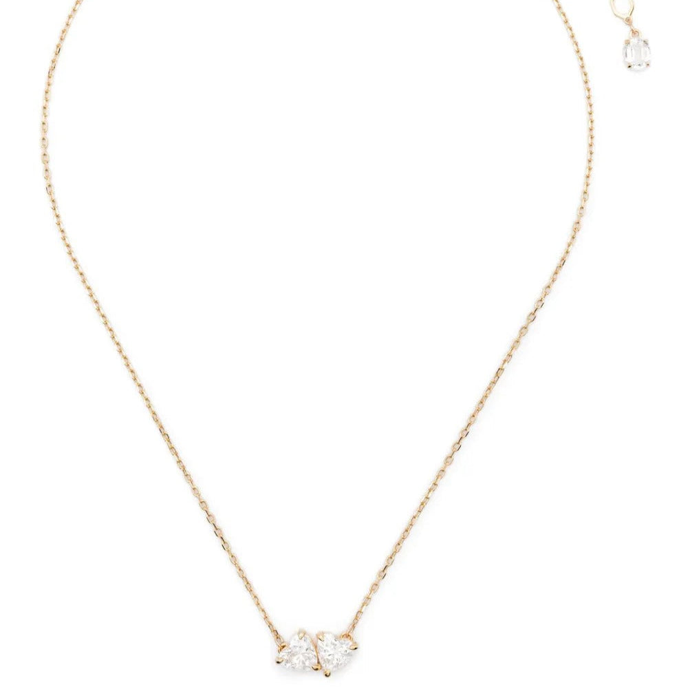 Double heart crystal pendant necklace