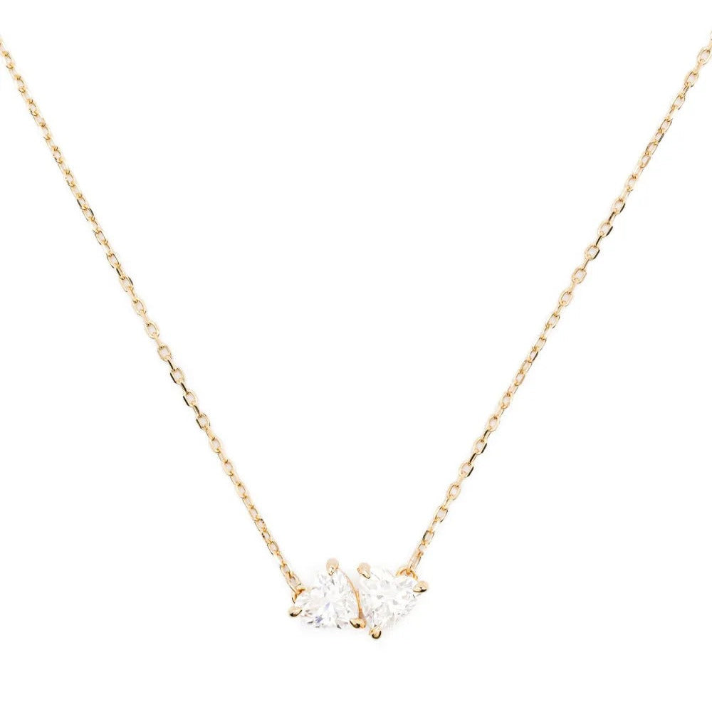 Double heart crystal pendant necklace