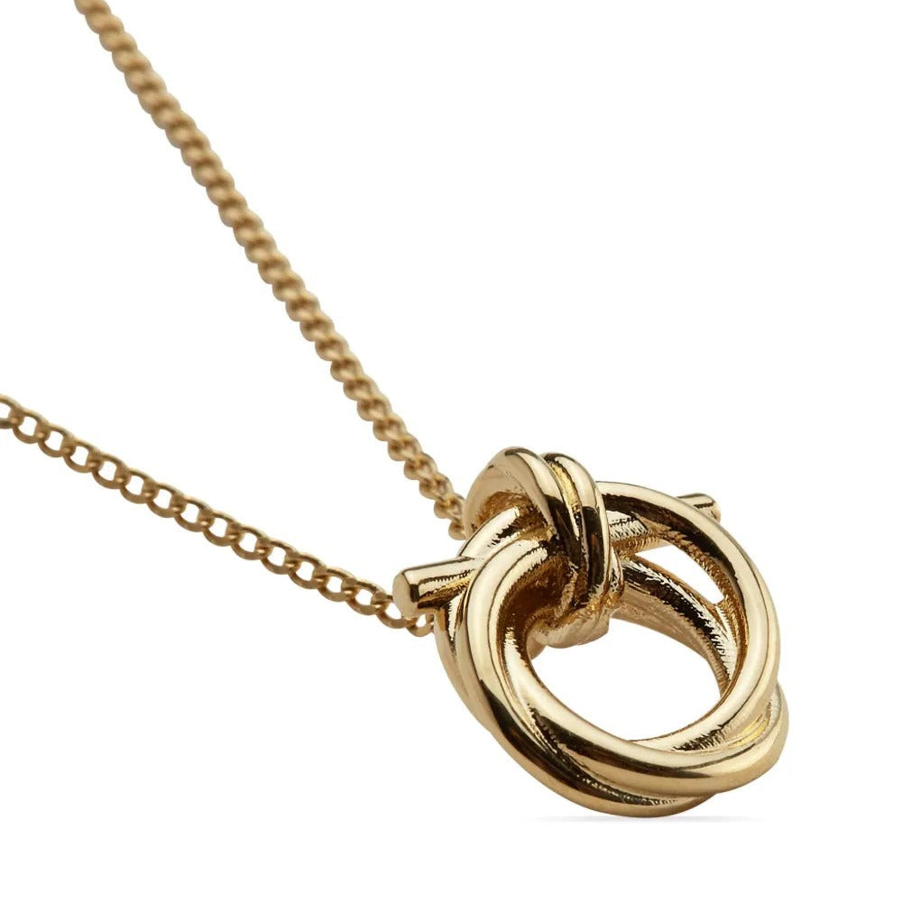 Gold interwoven knot pendant necklace