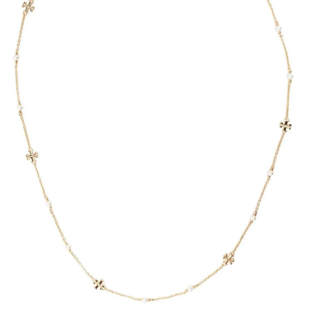 Gold tone station necklace