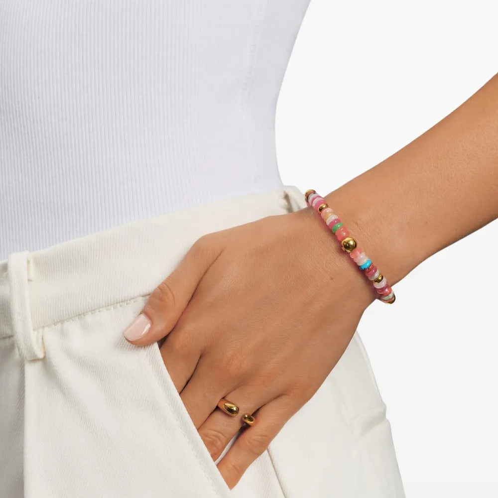 Multicolor mixed stone beaded bracelet