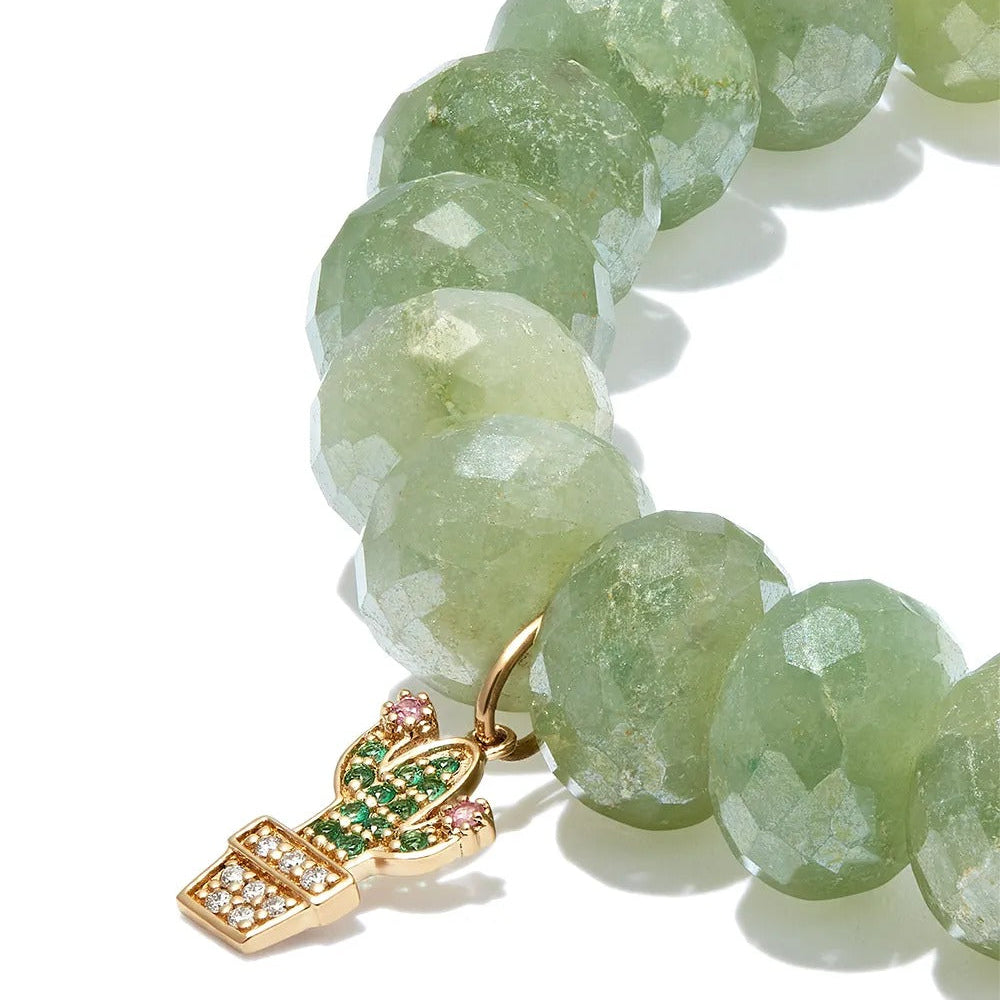 Natural green stone beaded stretch bracelet