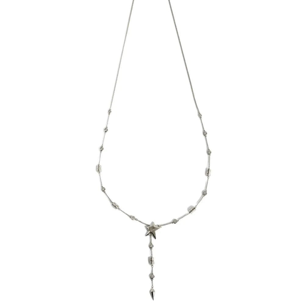Silver star shaped Y necklace