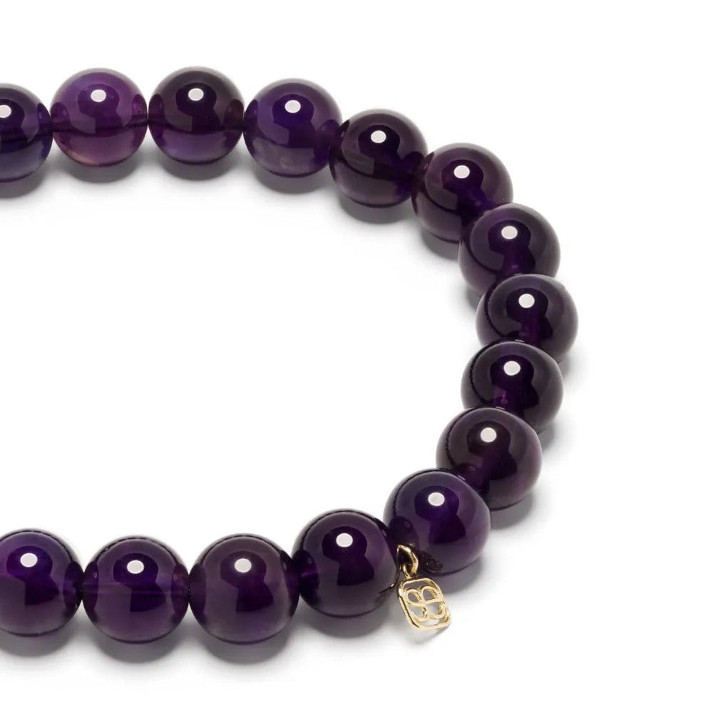Smooth round amethyst stretch bracelet