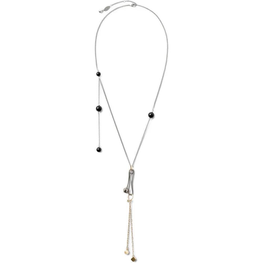 Two tone Y shaped tassel necklace