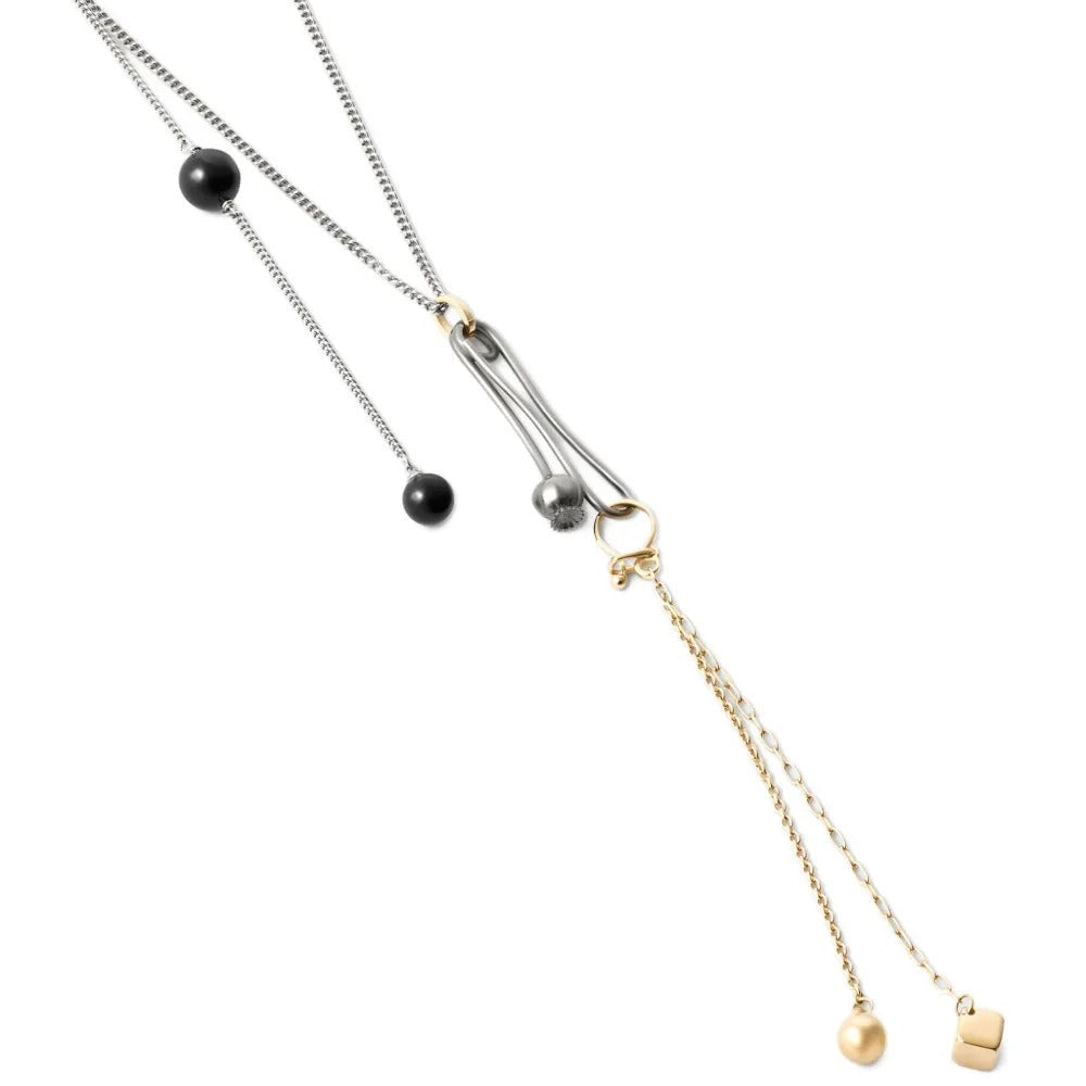 Two tone Y shaped tassel necklace