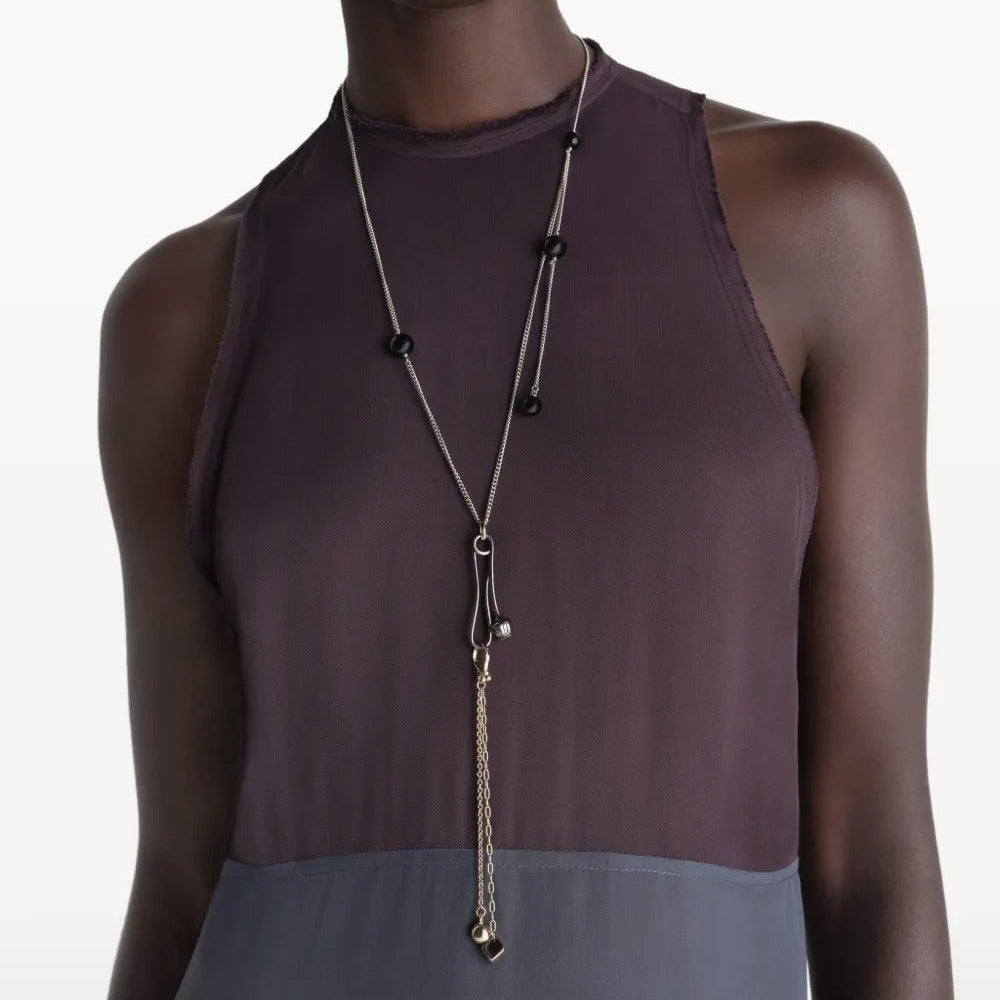 Two tone Y shaped tassel necklace