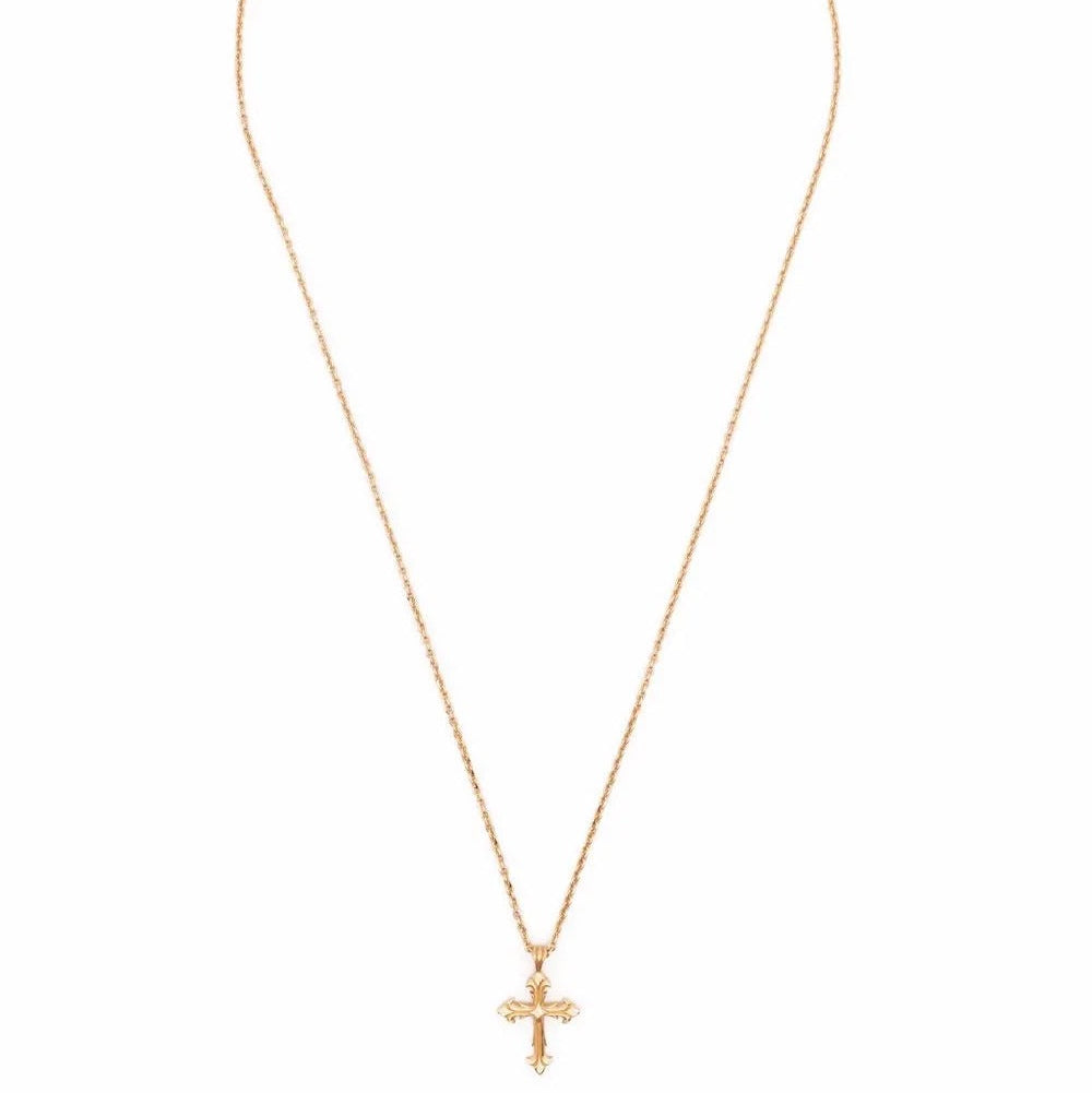 Vintage style engraved cross pendant necklace
