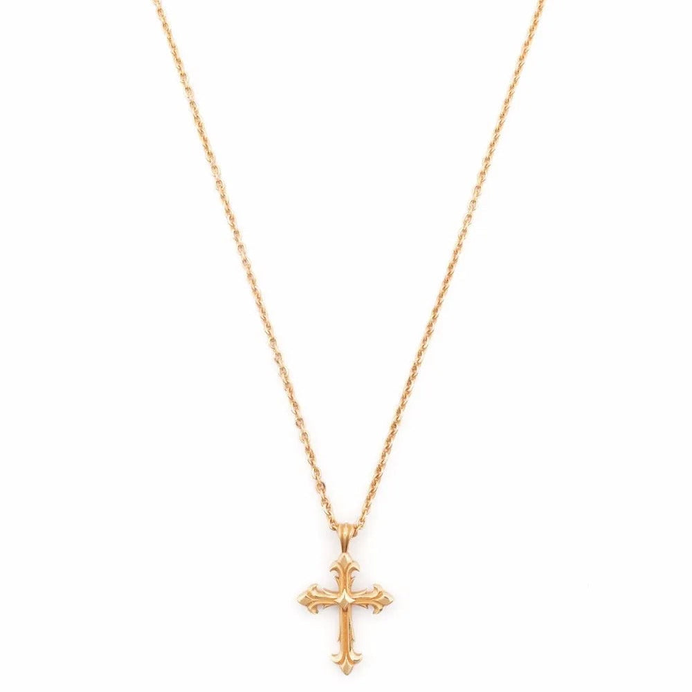 Vintage style engraved cross pendant necklace